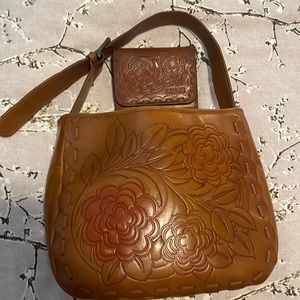 Anna Sui brown leather purse with matching wallet
